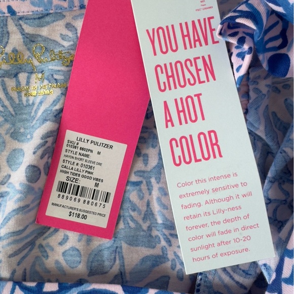 NWT Lilly Pulitzer Haydn Shift Dress Calla Lilly Pink High Tides Good Vibes Sz M - Picture 9 of 10